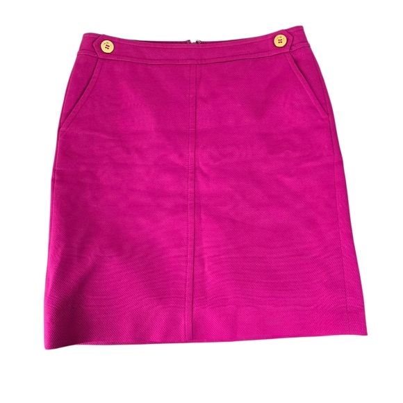 Talbots Hot Pink Textured Pencil Skirt Size 10 Petite Office Careerwear Buttons - Picture 1 of 9
